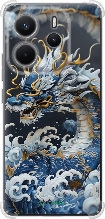 Силикон с усиленными углами чехол Водяной дракон для Xiaomi Redmi Note 14 4G - 6113sp-3903 изображение 