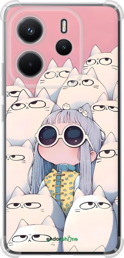 Силикон с усиленными углами чехол Малышка с котами для Xiaomi Redmi Note 14 4G - 6295sp-3903 изображение 