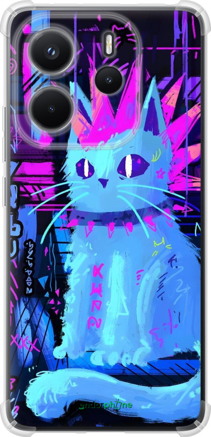 Силикон с усиленными углами чехол Кот панк для Xiaomi Redmi Note 14 4G - 6311sp-3903 изображение 