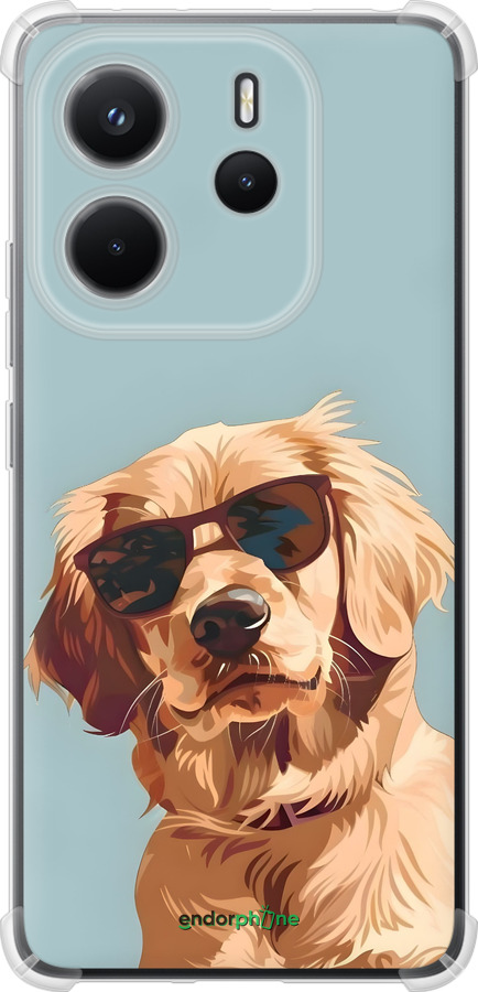 Силикон с усиленными углами чехол Пес в очках для Xiaomi Redmi Note 14 4G - 6381sp-3903 изображение 