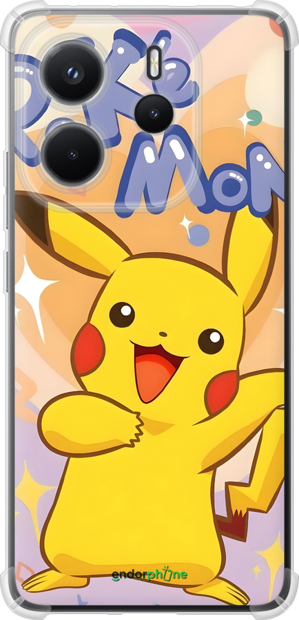 Силикон с усиленными углами чехол Пикачу для Xiaomi Redmi Note 14 4G - 6383sp-3903 изображение 