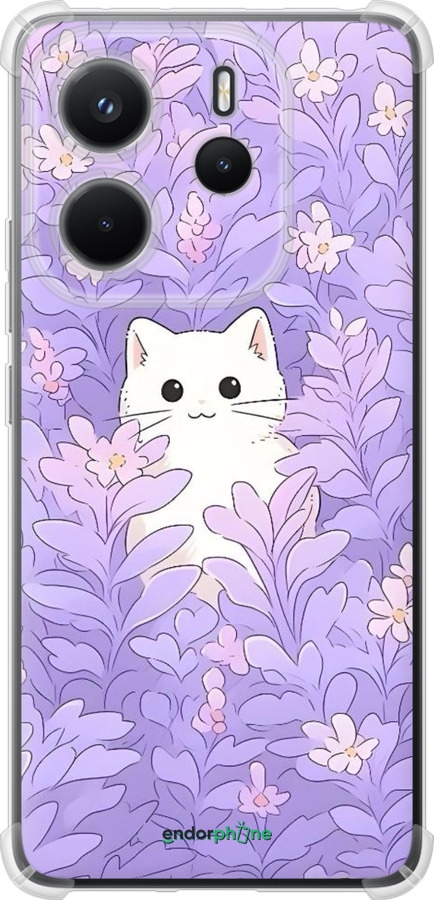 Силикон с усиленными углами чехол Котик в цветах для Xiaomi Redmi Note 14 4G - 6390sp-3903 изображение 