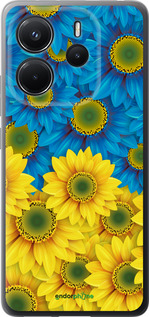 Силиконовый чехол Жёлто-голубые цветы для Xiaomi Redmi Note 14 4G - 1048u-3903 изображение 