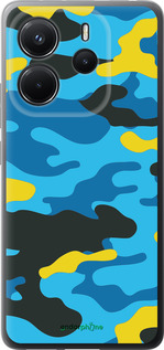 Силиконовый чехол Желто-голубой камуфляж для Xiaomi Redmi Note 14 4G - 1084u-3903 изображение 