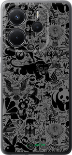 Силиконовый чехол Чёрно-серый стикер бомбинг для Xiaomi Redmi Note 14 4G - 2432u-3903 изображение 