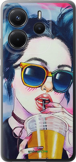 Силиконовый чехол Арт-девушка в очках для Xiaomi Redmi Note 14 4G - 3994u-3903 изображение 