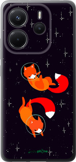Силиконовый чехол Лисички в космосе для Xiaomi Redmi Note 14 4G - 4519u-3903 изображение 