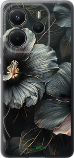 Силіконовий чехол Чорні квіти для Xiaomi Redmi Note 14 4G - 6031u-3903 изображение 