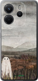 Силиконовый чехол Одинокий призрак на фоне гор для Xiaomi Redmi Note 14 4G - 6486u-3903 изображение 