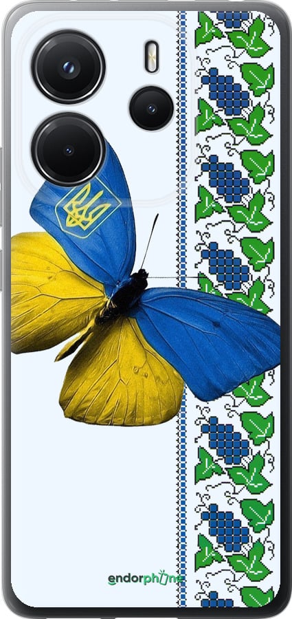 Силиконовый чехол Желто-голубая бабочка для Xiaomi Redmi Note 14 4G - 1054u-3903 изображение 
