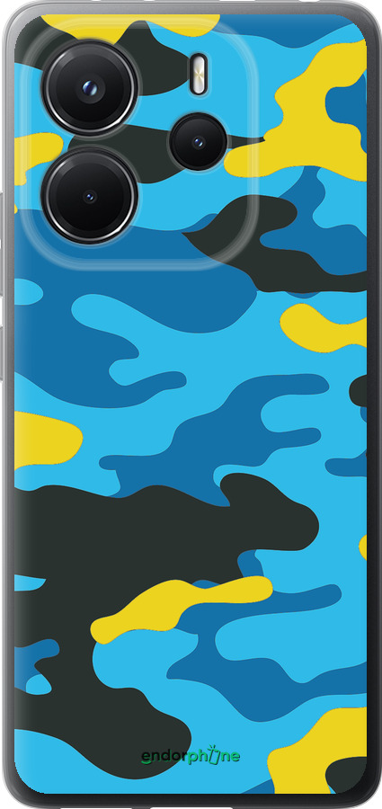 Силиконовый чехол Желто-голубой камуфляж для Xiaomi Redmi Note 14 4G - 1084u-3903 изображение 
