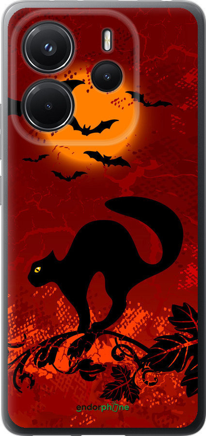 Силіконовий чехол Чорна кішка під місяцем для Xiaomi Redmi Note 14 4G - 1190u-3903 изображение 