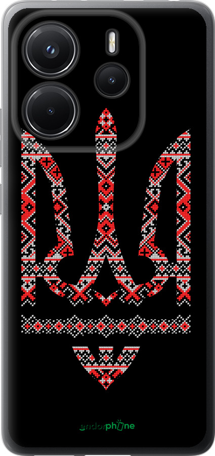 Силиконовый чехол Герб - вышиванка на черном фоне для Xiaomi Redmi Note 14 4G - 1196u-3903 изображение 