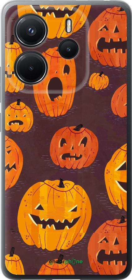 Силіконовий чехол Гарбузи на Хелловін для Xiaomi Redmi Note 14 4G - 233u-3903 изображение 