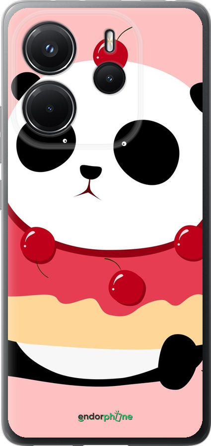 Силиконовый чехол Панда с пончиком для Xiaomi Redmi Note 14 4G - 3991u-3903 изображение 