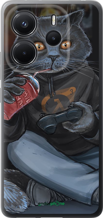 Силиконовый чехол gamer cat для Xiaomi Redmi Note 14 4G - 4140u-3903 изображение 