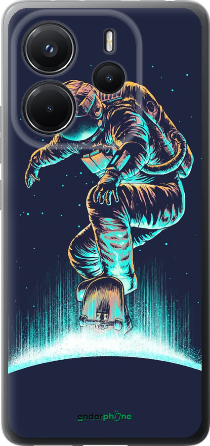 Силиконовый чехол Космонавт на скейтборде для Xiaomi Redmi Note 14 4G - 4145u-3903 изображение 