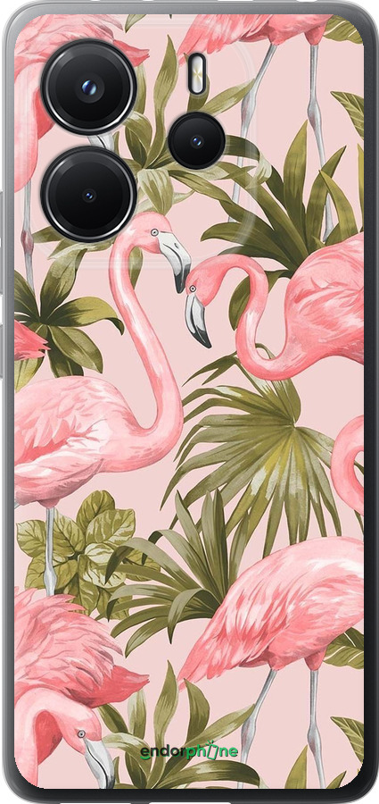 Силиконовый чехол фламинго 2 для Xiaomi Redmi Note 14 4G - 4360u-3903 изображение 
