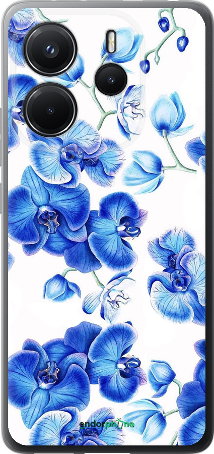 Силиконовый чехол Голубые орхидеи для Xiaomi Redmi Note 14 4G - 4406u-3903 изображение 