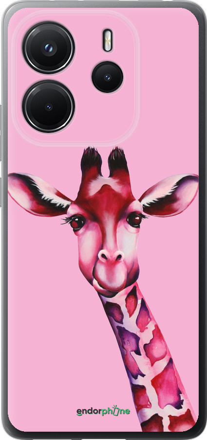 Силиконовый чехол Розовая жирафа для Xiaomi Redmi Note 14 4G - 4441u-3903 изображение 