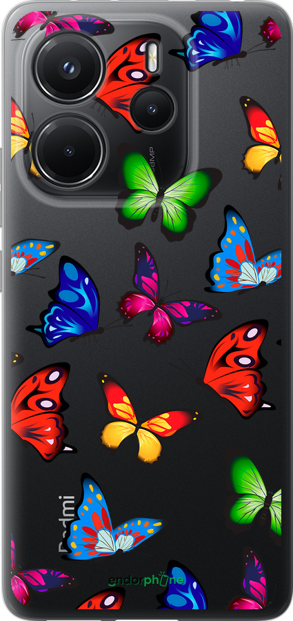 Силіконовий чехол Барвисті метелики для Xiaomi Redmi Note 14 4G - 4761u-3903 изображение 