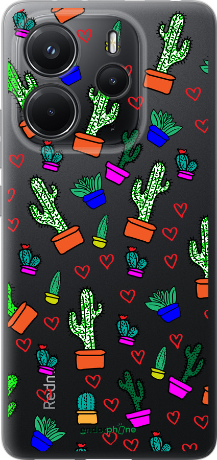 Силиконовый чехол Кактусы 4 для Xiaomi Redmi Note 14 4G - 4856u-3903 изображение 