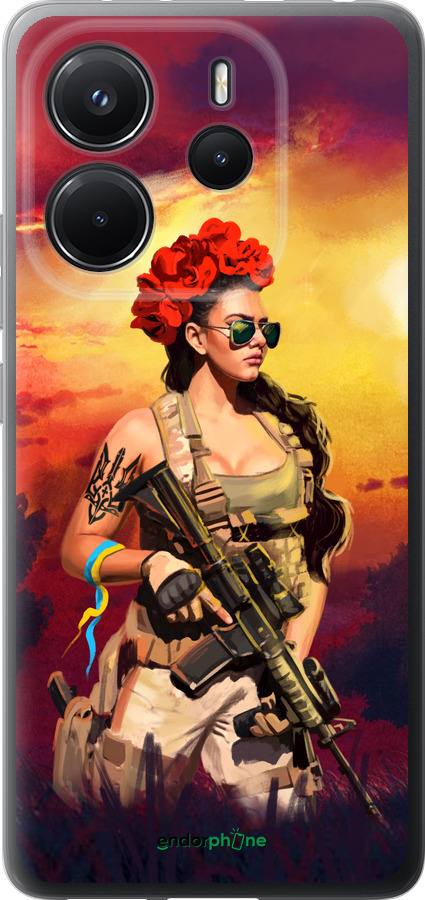 Силіконовий чехол Українка зі зброєю  для Xiaomi Redmi Note 14 4G - 5316u-3903 изображение 