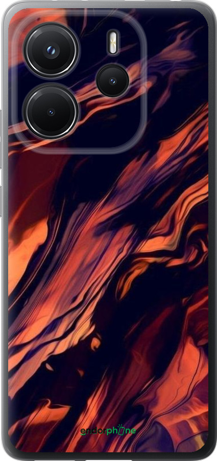 Силиконовый чехол Черно-оранжевая абстракция для Xiaomi Redmi Note 14 4G - 5340u-3903 изображение 