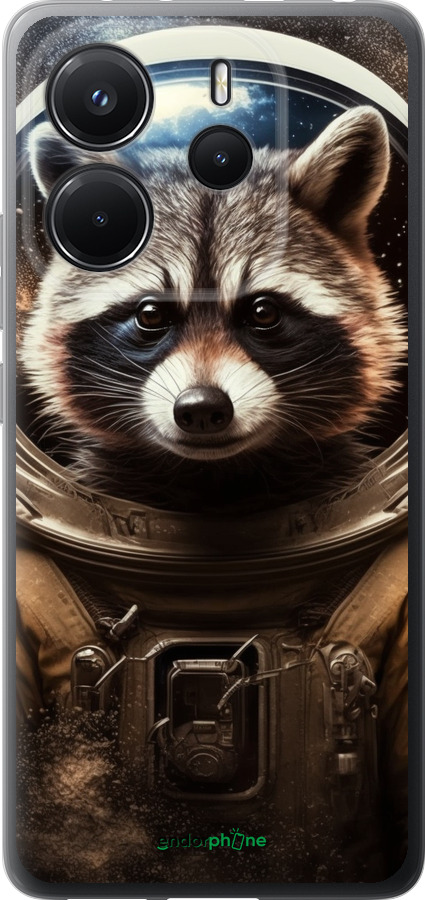 Силиконовый чехол Raccoon austronaut для Xiaomi Redmi Note 14 4G - 5581u-3903 изображение 
