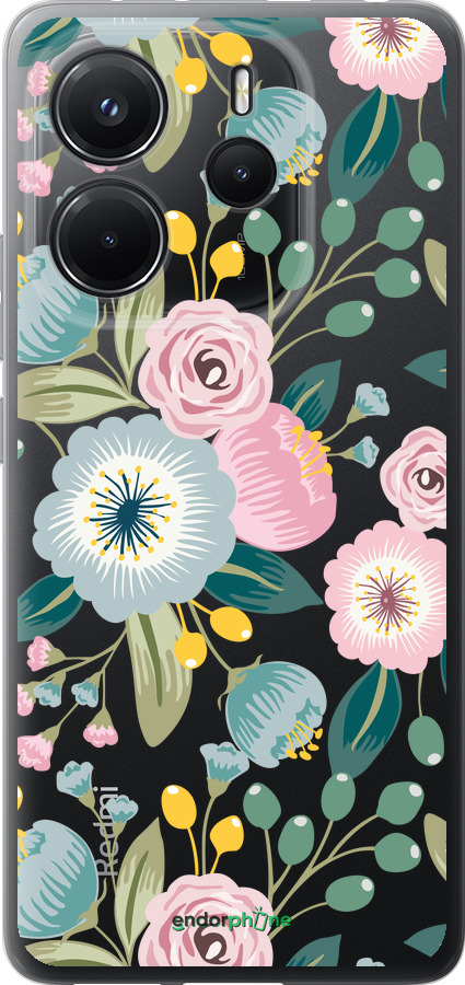 Силіконовий чехол Квіткові шпалери v2 для Xiaomi Redmi Note 14 4G - 5602u-3903 изображение 