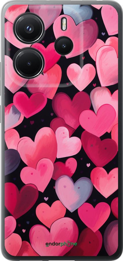 Силиконовый чехол Сердечки 4 для Xiaomi Redmi Note 14 4G - 5662u-3903 изображение 