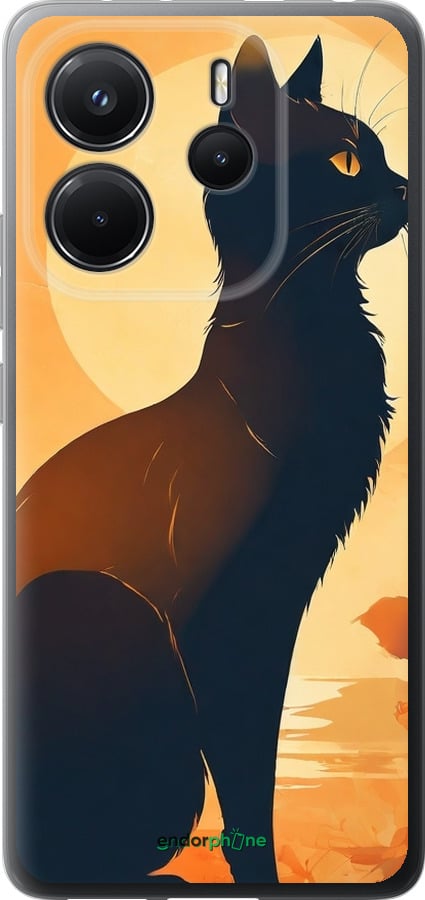 Силиконовый чехол Черная кошка v2 для Xiaomi Redmi Note 14 4G - 5830u-3903 изображение 