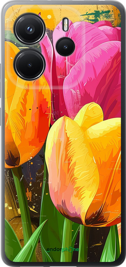 Силіконовий чехол Намальовані тюльпани для Xiaomi Redmi Note 14 4G - 5990u-3903 изображение 