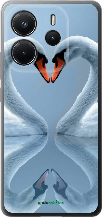 Силиконовый чехол Лебеди для Xiaomi Redmi Note 14 4G - 6007u-3903 изображение 