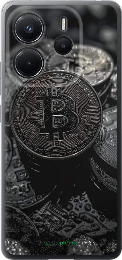 Силиконовый чехол Black Bitcoin для Xiaomi Redmi Note 14 4G - 6090u-3903 изображение 