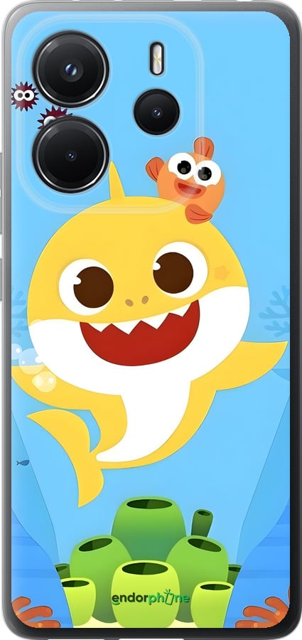 Силиконовый чехол Бейби Шарк для Xiaomi Redmi Note 14 4G - 6303u-3903 изображение 