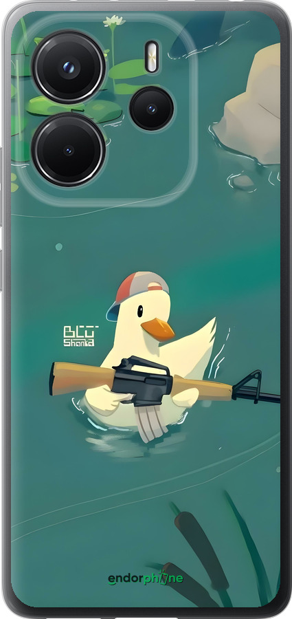 Силиконовый чехол Уточка с автоматом для Xiaomi Redmi Note 14 4G - 6356u-3903 изображение 