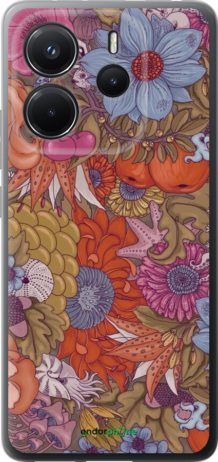 Силиконовый чехол Абстрактные цветы для Xiaomi Redmi Note 14 4G - 6526u-3903 изображение 