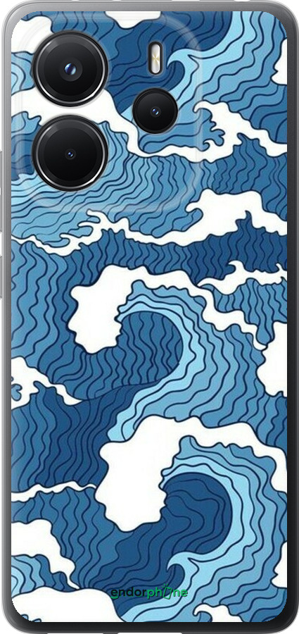 Силиконовый чехол Абстрактный рисунок морских волн для Xiaomi Redmi Note 14 4G - 6538u-3903 изображение 