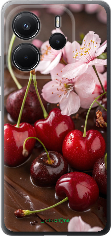 Силиконовый чехол Вишня в шоколаде для Xiaomi Redmi Note 14 4G - 6698u-3903 изображение 