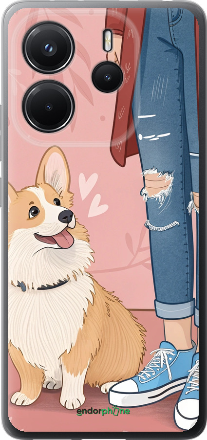 Силіконовий чехол Корги 3 для Xiaomi Redmi Note 14 4G - 6707u-3903 изображение 