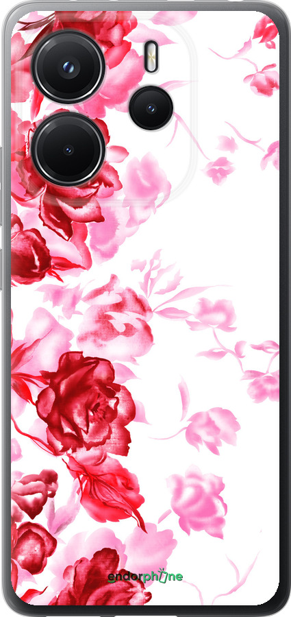 Силиконовый чехол Нарисованные розы для Xiaomi Redmi Note 14 4G - 724u-3903 изображение 