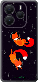 Силиконовый чехол Лисички в космосе для Xiaomi Redmi Note 14 5G - 4519u-3811 изображение 