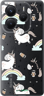 Силиконовый чехол Единорог и кофе для Xiaomi Redmi Note 14 5G - 4661u-3811 изображение 