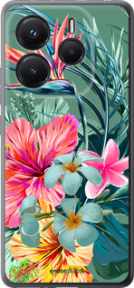 Силиконовый чехол Тропические цветы v1 для Xiaomi Redmi Note 14 5G - 4667u-3811 изображение 