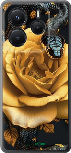Силіконовий чехол Black snake and golden rose для Xiaomi Redmi Note 14 5G - 6068u-3811 изображение 