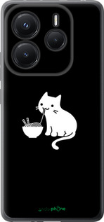 Силиконовый чехол С милым котом на черном фоне для Xiaomi Redmi Note 14 5G - 6528u-3811 изображение 