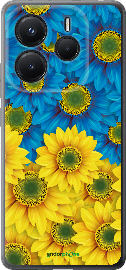 Силіконовий чехол Жовто-блакитні квіти  для Xiaomi Redmi Note 14 5G - 1048u-3811 изображение 