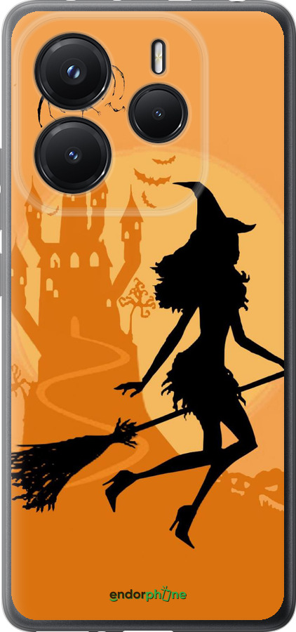 Силиконовый чехол Ведьма на метле для Xiaomi Redmi Note 14 5G - 1184u-3811 изображение 