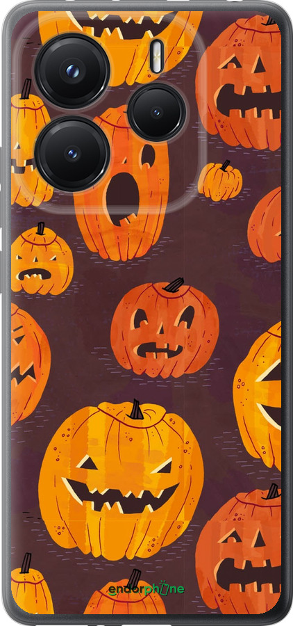 Силіконовий чехол Гарбузи на Хелловін для Xiaomi Redmi Note 14 5G - 233u-3811 изображение 